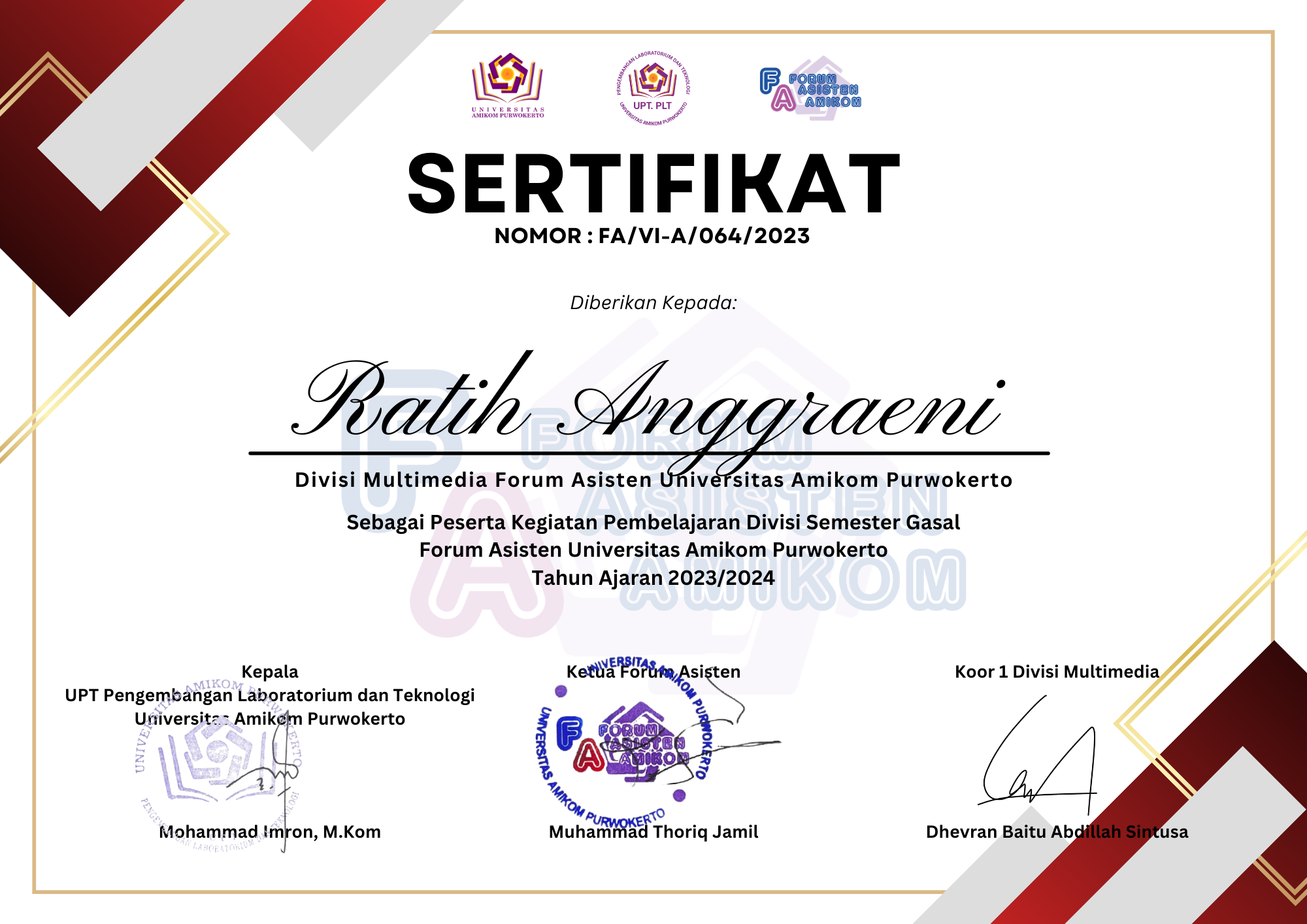 Teaching Assistant Certificate